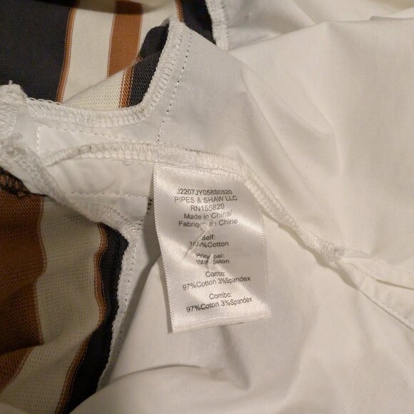 Veronica Beard Bertie Layered Top L - Charcoal/Tan/White Stripes, Gold Buttons - Picture 12 of 12